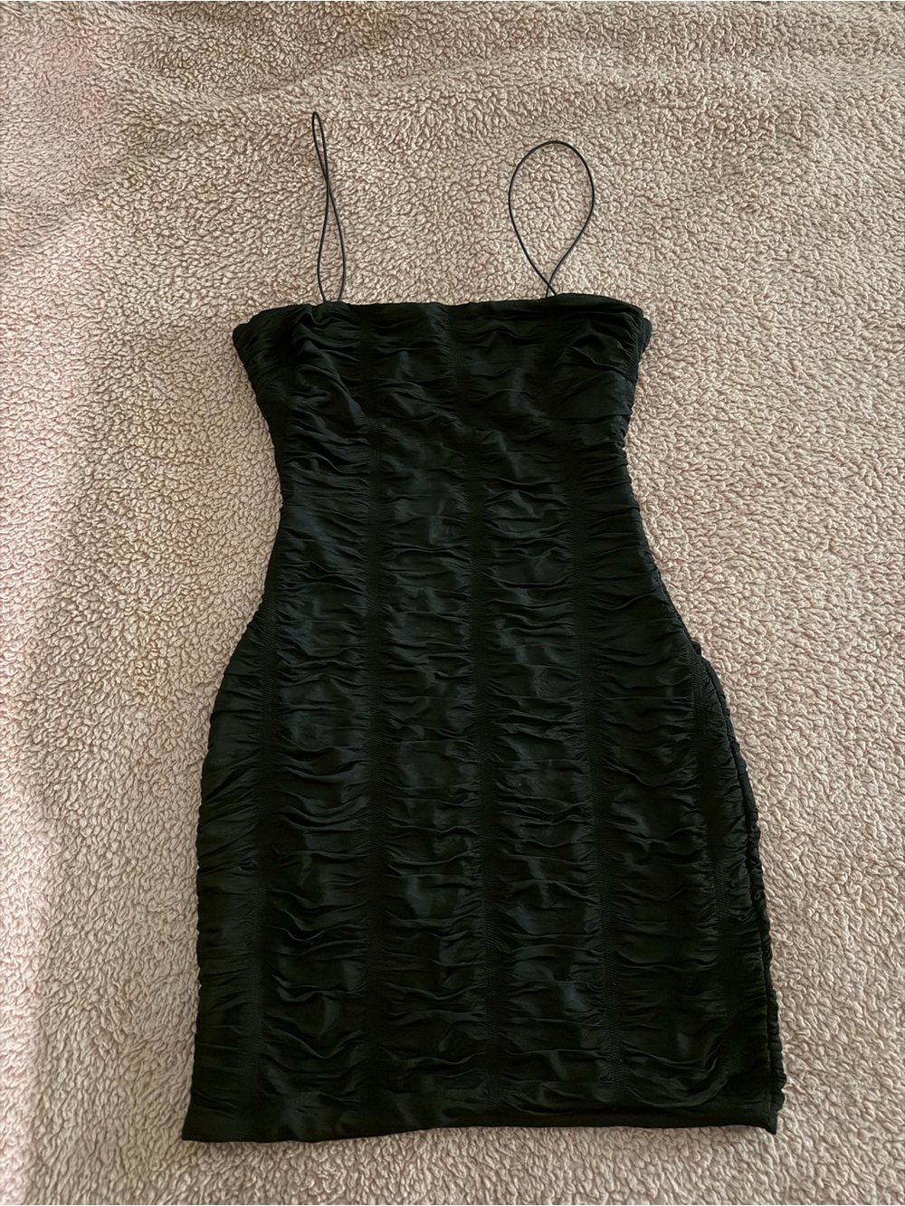 Windsor Black Ruched Spaghetti-Strap Mini Dress